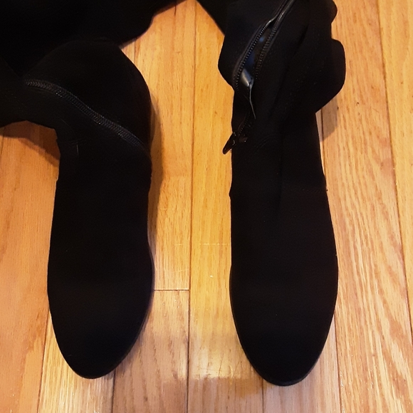 Aldo Elinna Suede OTK Stretch Boots, Black, Sz 6.5 - Picture 5 of 9